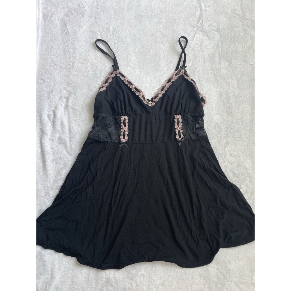 Adore Me Slip Mini Dress Women’s S Lace Black Pink Y2K 90s Fairy Goth Grunge